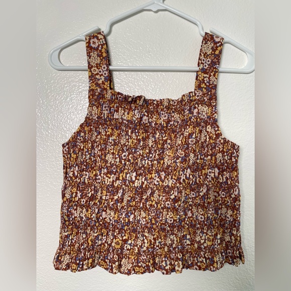 Everlane Floral Tank Top - Brown and Yellow - Picture 2 of 8